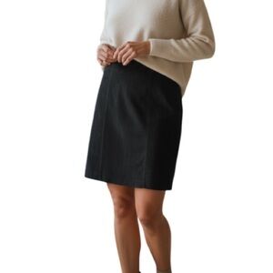 VINTAGE Massimo Fine Leather Black Genuine Suede Pencil Skirt Lined Size S 27